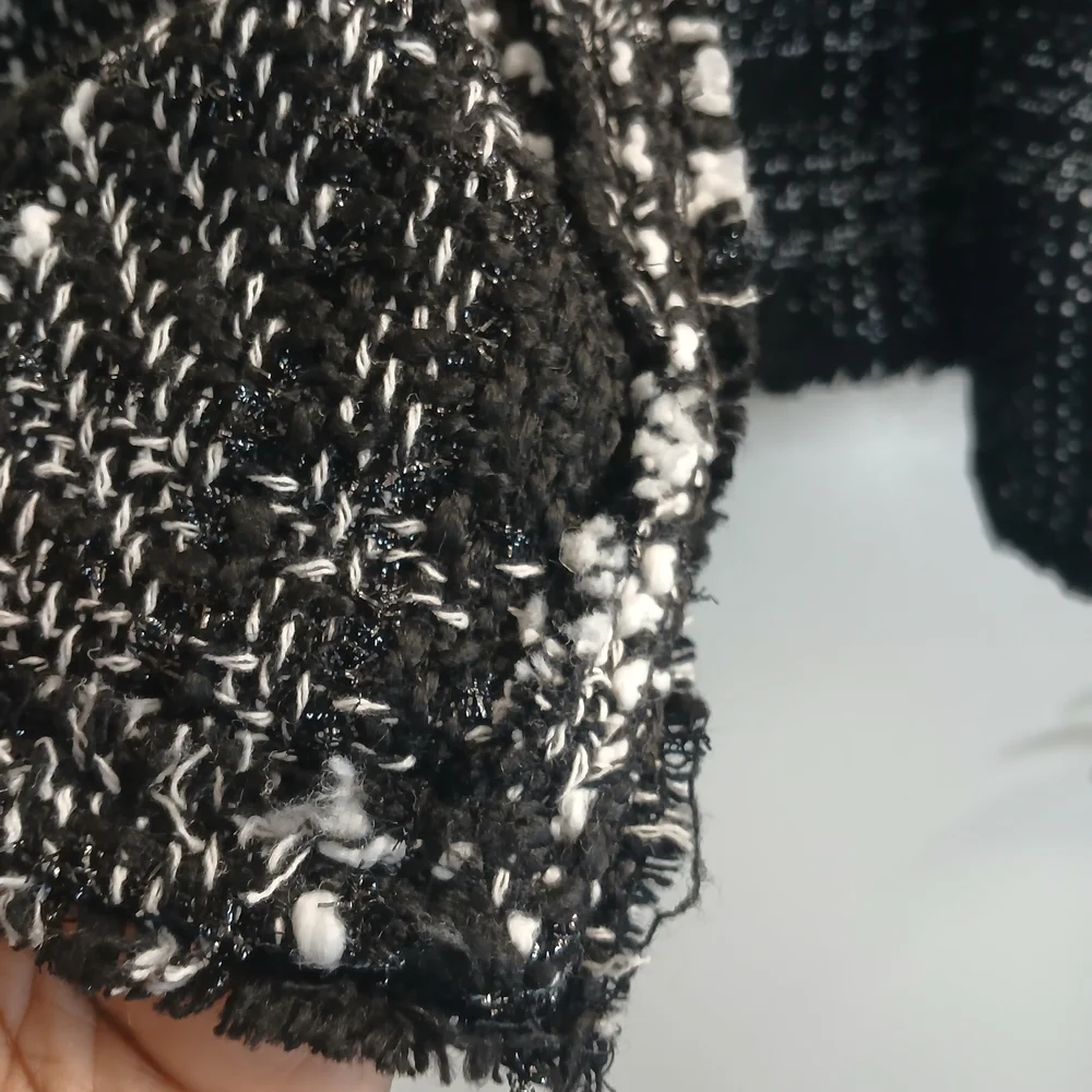 Vanessa Williams Black & White Tweed Open Front Cardigan-style Jacket 1X New!